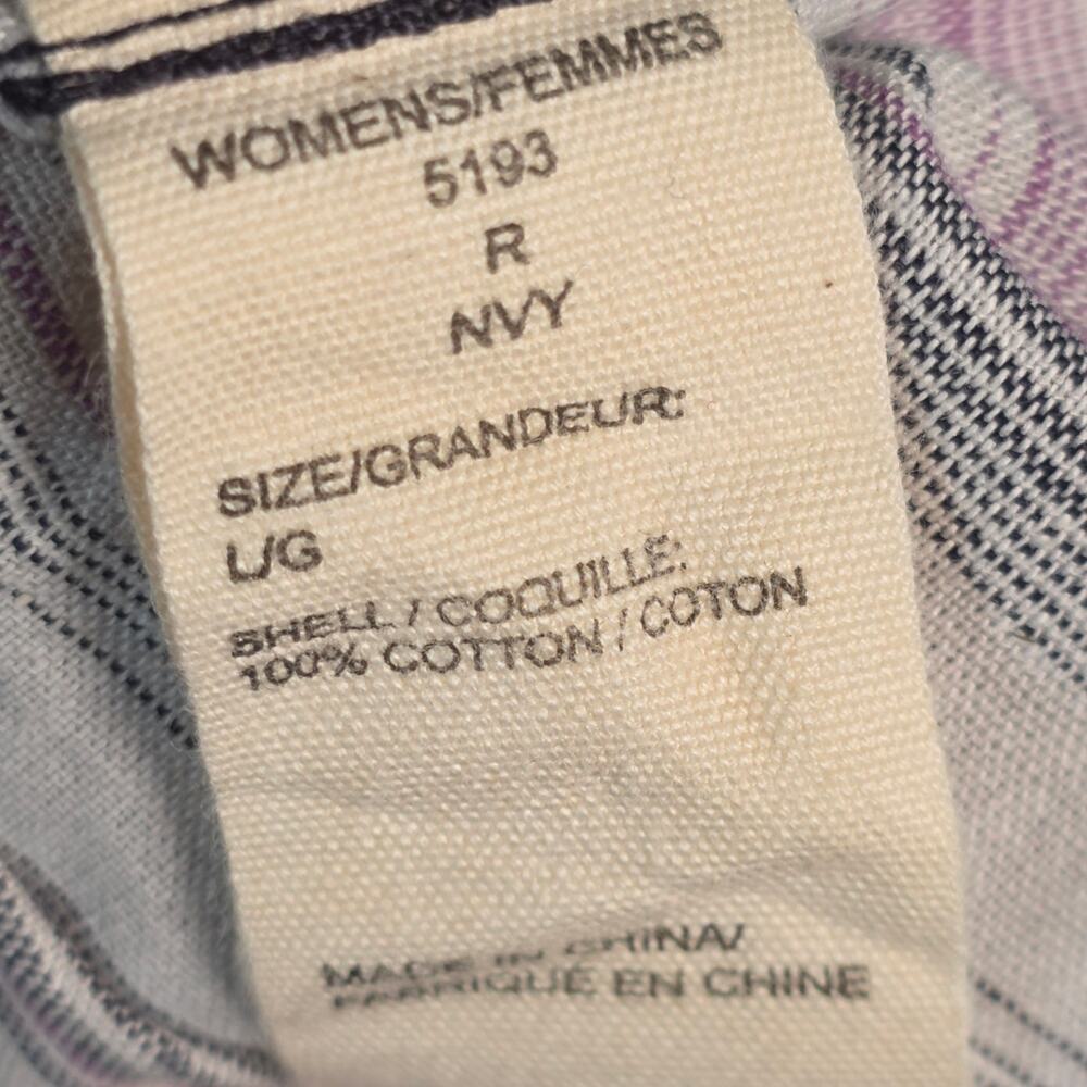 Woolrich Women's Sleeveless Shift Dress L Purple Gray Striped Cotton - Picture 6 of 7